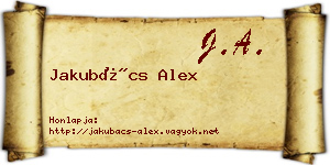 Jakubács Alex névjegykártya